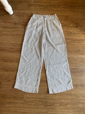 aerie Daybreak Blue and White Striped Wide Leg 100% Cotton Pants